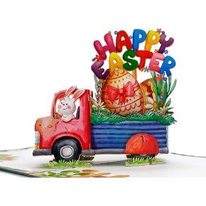 Bunny Easter Drives Truck 3D Pop-Up Card - Handcrafted Greeting Card for Cherished Moments (Bunny Drives Truck)