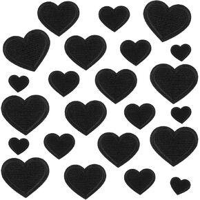 Giantree 24pcs شكل قلب الحديد على بقع ، مصغرة شكل قلب لطيف من الحديد على بقع خياطة مطرزة بقع تزيين الديكور 4 بقع القلب لحجم جاكيتات الجينز القبعات على الظهر (أسود) in Kuwait