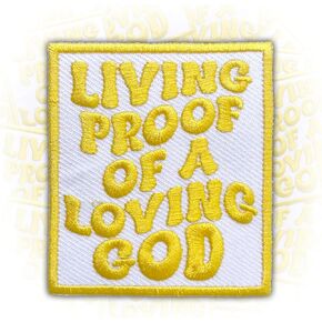 Living Proof Of A Loving God 3 Inches Iron On/Sew On Embroidered Applique Patches, Jesus Embroidery Patches, DIY Accessories for Backpacks, Army Vests, Bags, Hats, Clothes, Gift for Christian