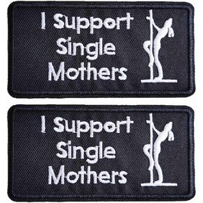 2PCS I Support Single Mothers Letters Iron On Embroidered Patch for Clothes Jacket Jeans Dress Backpacks