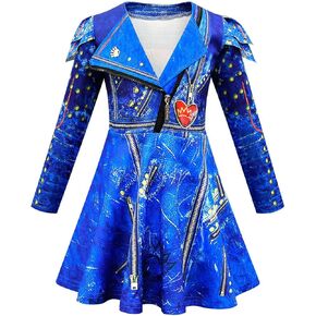 Girls Rise Red Pink Heart Costume Dress Kids Movie Outfits Halloween Birthday Party 4-12Y (140, red)