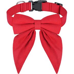 Malier Christmas Dog Collar with Bow tie, Classic Red Dog Christmas Collars for Girl and Boy, Cute Adjustable Holiday Dog Collars Puppy Collar for Small Medium Large Dogs Cats Pets (Large, Red)