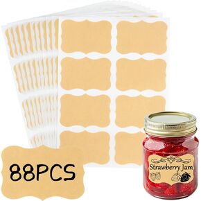 88 PCS Labels for Jars - 1.9 x 2.9 Inch Kraft Gift Tag Stickers Self-Adhesive Gift Labels Writable Blank Stickers for Plants, Present, Name Tags, Christmas, Holiday, Food Container, Storage Box