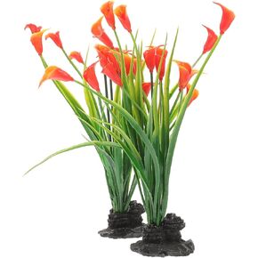 VANZACK 2pcs Aquarium Landscaping Plants Plastic Aquarium Flower Decoration Compact Fake Plant Small Aquarium Decor Reptiles Tank Plants Desktop Accessories Cold Cuts Fish Tank