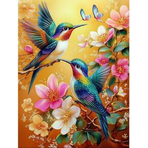 BXXRBX Hummingbird Diamond Art Painting Kits for Adults- Animals Diamond Painting Kits for Adults, Gem Painting Kit for Home Wall Decoration Gift 12x16 Inch