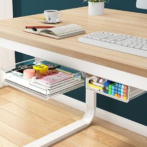 Zmains 3 حزمة تحت Desk Drailer Slide Out ، مرفق درج مكتب قابل للملفقة خفية متينة ذاتية لذاته تحت المنظم منظم البلاستي