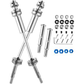 Rear Drive Shaft CVD & Front Axles Upgrades Part for 1/10 Slash VXL 2WD,Stampede VXL 2WD,Rustler VXL 2WD,Hoss VXL 2WD,Stainless Steel #45 Driveshaft with Hex,Silver