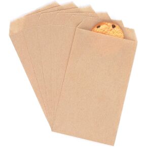 Quotidian Baby Pink Flat Small Greaseproof Paper Bags 3" x 5" (8 x 13.3cm) Pack of 100 - Party Favors Cookies Candy Snacks Doughnut