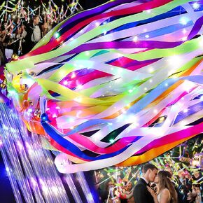 42 PCS Light Up Wands for Wedding, Wedding Favors with 3 Colorful Flashing Modes, LED Fairy Wands with Bells for Wedding Send Off, New Year, Raves, Concert, Birthday, Party Streamers