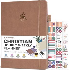 Clever Fox Christian Hourly Weekly Planner – Goal Setting Planner with Time Slots, Monthly Budget, Sermon Notes, Bible Reading Tracker (Lavender)