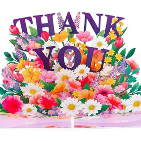 Thank You Pop Up Card - 3D Paper Flowers Pop Up Thank You Cards with Envelopes for Mom Dad Teachers Nurses Day Appreciation Thank You Gift