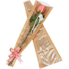 Annywyesses Flower Bouquet Wrapping Paper Single Rose Flower Sleeves Floral Wrapping Bags Transparent Bag Florist Packaging Supplies Floral Arrangement 50pcs-S-Classic