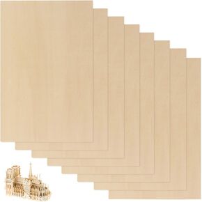 CYEAH 20 PCS 12 x 8 Inch Basswood Sheets 1/16, 1.5mm Unfinished Wood Sheets for Laser Cutting Crafts DIY Wooden Plate Model and Creative Painting (300x200x1.5mm) 1