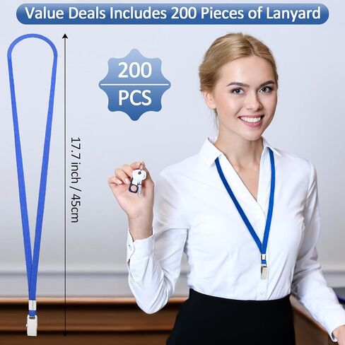Beieverluck 200 Pack Badge Lanyards Bulk Lanyard with Bulldog Clip Neck Cruise Flat Lanyard for ID Card Badge Holders in Saudi Arabia
