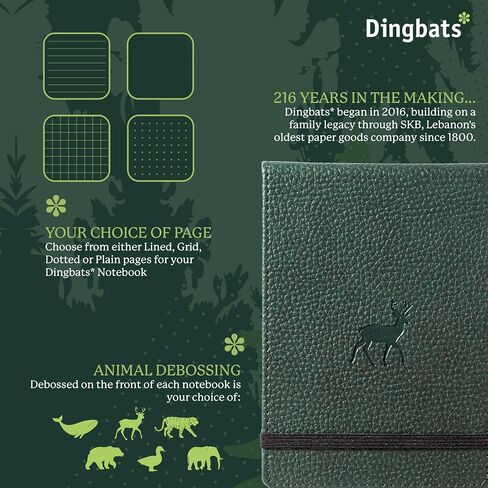 Dingbats* - Wildlife Lined Reporter A6 Notebook - PU Leather Hardcover Pocket Journal for Work, Travel - Pocket, Elastic Closure, Pen Holder, Bookmark in Saudi Arabia