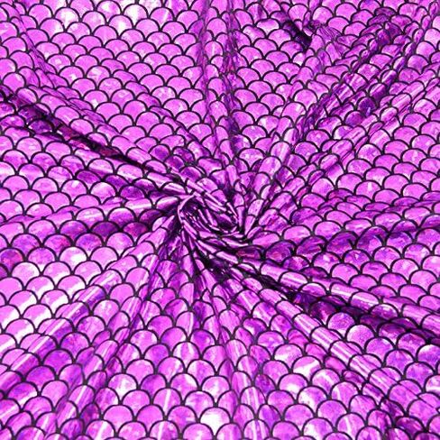 Mermaid Hologram Spandex Fabric Fish Scale Stretch Laser Knit Cloth 57" Wide Sold by The Yard (Purple) in Saudi Arabia