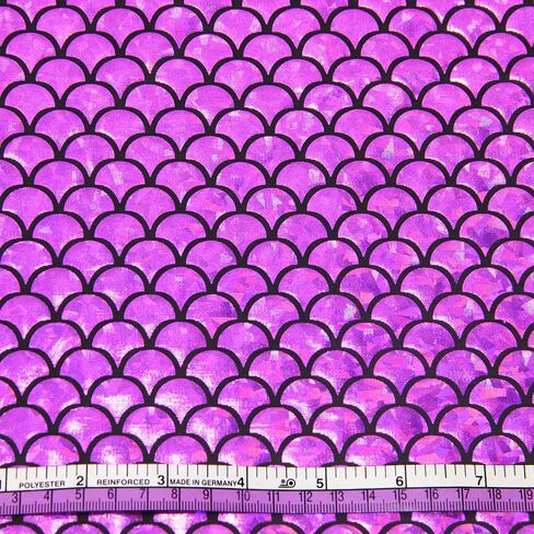 Mermaid Hologram Spandex Fabric Fish Scale Stretch Laser Knit Cloth 57" Wide Sold by The Yard (Purple) in Saudi Arabia