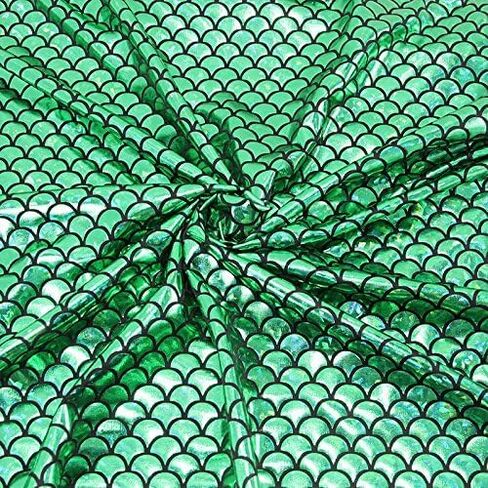 Mermaid Hologram Spandex Fabric Fish Scale Stretch Laser Knit Cloth 57" Wide Sold by The Yard (Purple) in Saudi Arabia