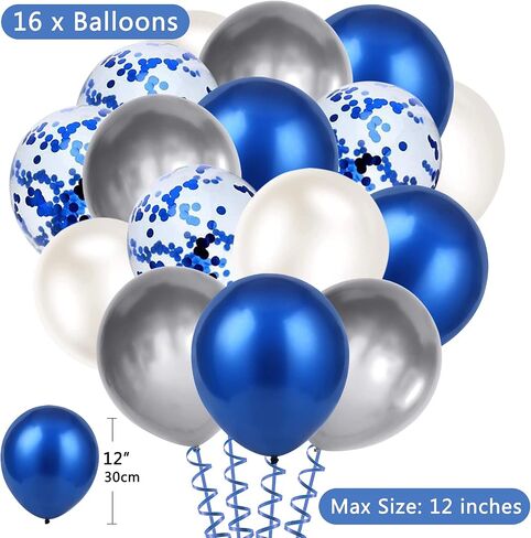 Happy Birthday Banner Bunting Royal Blue Party Balloons Confetti Latex Balloon Party Banners for Boys Women Men Birthday Banner Decorations in Saudi Arabia