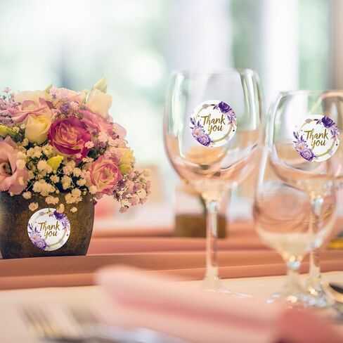 Heyfibro 500 PCS 1.5 Inch Floral Thank You Stickers Roll for Adults, Gift Packing, Cards, Candy Bags, Envelopes, Party Supplies(Elegant Flowers) in Kuwait