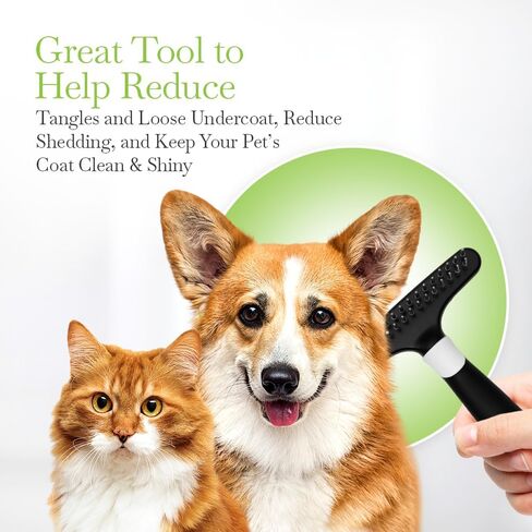 Fuller Brush Undercoat Pet Rake - 33 دبابيس فولاذية مدببة متينة أقحم في رأس البولي بروبيلين - مقبض مطاطي مصمم بشكل مريح - تقليل التشابك ، قم بإزالة المعطف الفضفاض للعرف الخالي من السقيفة in Kuwait