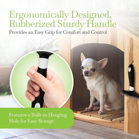 Fuller Brush Undercoat Pet Rake - 33 دبابيس فولاذية مدببة متينة أقحم في رأس البولي بروبيلين - مقبض مطاطي مصمم بشكل مريح - تقليل التشابك ، قم بإزالة المعطف الفضفاض للعرف الخالي من السقيفة in Kuwait
