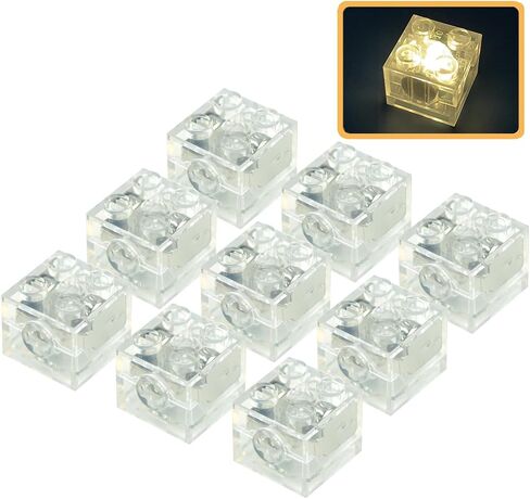 Lights Bricks, 10PCS 2x2 Classic Light Up Bricks Accessories Kits, Transparent LED Accessories Pack, Parts Pieces Building Blocks Set Toys in Saudi Arabia