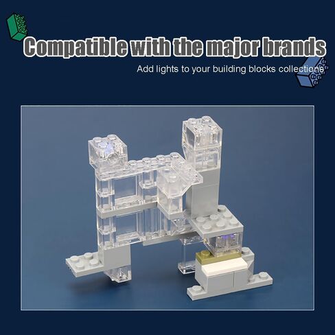 Lights Bricks, 10PCS 2x2 Classic Light Up Bricks Accessories Kits, Transparent LED Accessories Pack, Parts Pieces Building Blocks Set Toys in Saudi Arabia