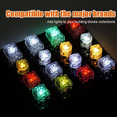 Lights Bricks, 10PCS 2x2 Classic Light Up Bricks Accessories Kits, Transparent LED Accessories Pack, Parts Pieces Building Blocks Set Toys in Saudi Arabia