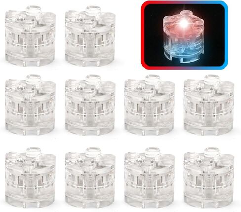 Lights Bricks, 10PCS 2x2 Classic Light Up Bricks Accessories Kits, Transparent LED Accessories Pack, Parts Pieces Building Blocks Set Toys in Saudi Arabia