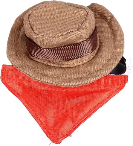Bearded Dragon Cowboy Hat and Bandana, Soft and Comfortable, Multifunctional Use,Size, Halloween Reptile Costume for Lizard, Hamster, Small Dogs (Brown) in Saudi Arabia