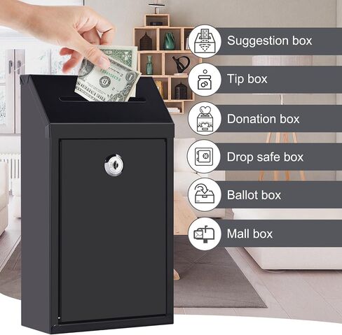 Donation Box Wall Mount Collection Box with Lock Suggestion Box with Lock Delivery Mail Box Ballot Box with Key for Home Office Farm Outdoor in Saudi Arabia