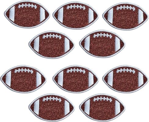 Brown Glitter Football, White Outline/Stitches, Embroidered, Iron on Patch (2 Inch) in Kuwait