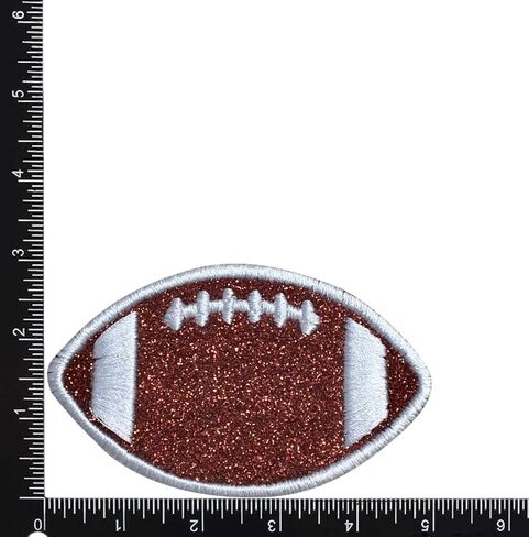 Brown Glitter Football, White Outline/Stitches, Embroidered, Iron on Patch (2 Inch) in Kuwait