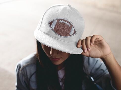 Brown Glitter Football, White Outline/Stitches, Embroidered, Iron on Patch (2 Inch) in Kuwait