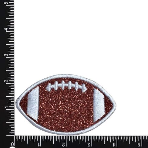 Brown Glitter Football, White Outline/Stitches, Embroidered, Iron on Patch (2 Inch) in Kuwait