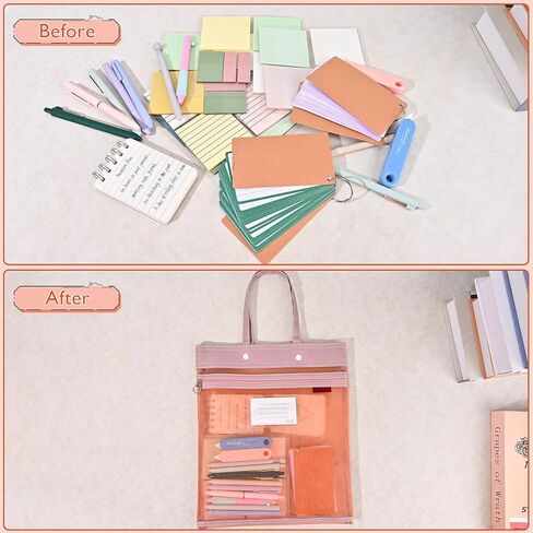 2-Pack Mesh Zipper Pouch Bags with Handles, Double-Layer Nylon Document Bag with Label Pocket, File Storage Pouches for Office Supplies School Travel (Khaki) in Kuwait