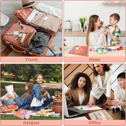 2-Pack Mesh Zipper Pouch Bags with Handles, Double-Layer Nylon Document Bag with Label Pocket, File Storage Pouches for Office Supplies School Travel (Khaki) in Kuwait