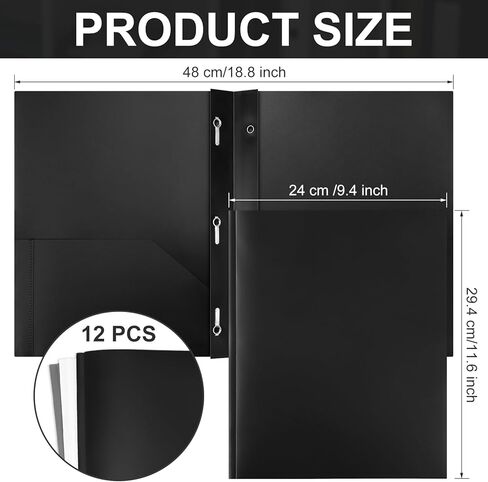 Patelai Plastic Folders with Pockets 2 Heavy Duty Pocket Folders with 3 Prongs and Fasteners for Office(White, Gray, Black) in Saudi Arabia