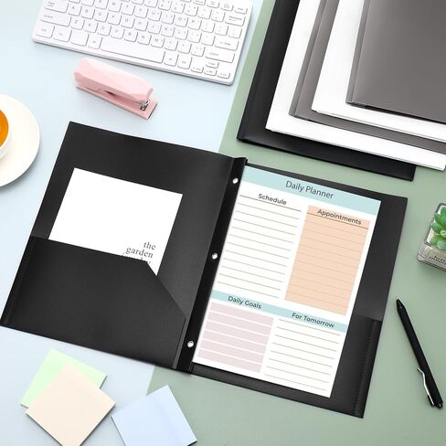 Patelai Plastic Folders with Pockets 2 Heavy Duty Pocket Folders with 3 Prongs and Fasteners for Office(White, Gray, Black) in Saudi Arabia