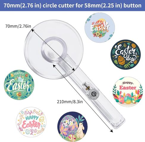 Circle Cutter, Circle Paper Cutter for 58 mm/2.25 inch Button Maker, Adjustable Multi-Size Button Maker Round Circular Cutter, 70mm/2.76 inch to 210mm/8.27 inch Diameter in Kuwait