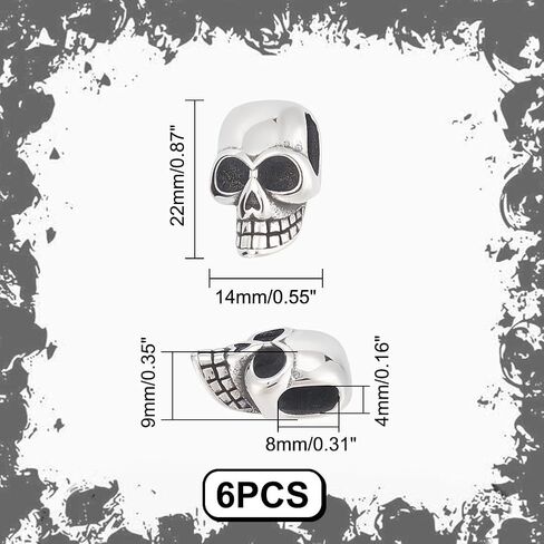 UNICRAFTALE 8pcs Gunmetal Skull Beads Stainless Steel Skull Head Beads Retro Skull Style 2mm Hole Metal Skull Spacer Beads for Jewelry Findings Making (STAS-UN0043-83-US12) in Saudi Arabia