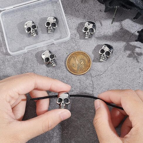 UNICRAFTALE 8pcs Gunmetal Skull Beads Stainless Steel Skull Head Beads Retro Skull Style 2mm Hole Metal Skull Spacer Beads for Jewelry Findings Making (STAS-UN0043-83-US12) in Saudi Arabia