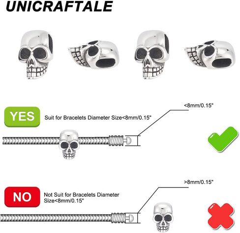 UNICRAFTALE 8pcs Gunmetal Skull Beads Stainless Steel Skull Head Beads Retro Skull Style 2mm Hole Metal Skull Spacer Beads for Jewelry Findings Making (STAS-UN0043-83-US12) in Saudi Arabia