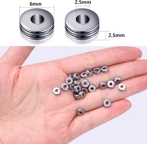 Loose Beads, 200pcs Alloy 6mm Double Flat Round Disc Rondelle Spacer Beads Charm Craft Supplies for Bracelet Necklace Jewelry Making Handmade Earring, Gun Black in Kuwait