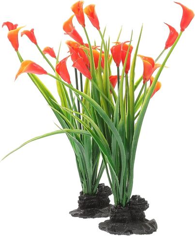 VANZACK 2pcs Aquarium Landscaping Plants Plastic Aquarium Flower Decoration Compact Fake Plant Small Aquarium Decor Reptiles Tank Plants Desktop Accessories Cold Cuts Fish Tank in Kuwait