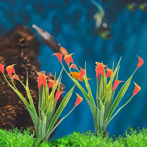 VANZACK 2pcs Aquarium Landscaping Plants Plastic Aquarium Flower Decoration Compact Fake Plant Small Aquarium Decor Reptiles Tank Plants Desktop Accessories Cold Cuts Fish Tank in Kuwait