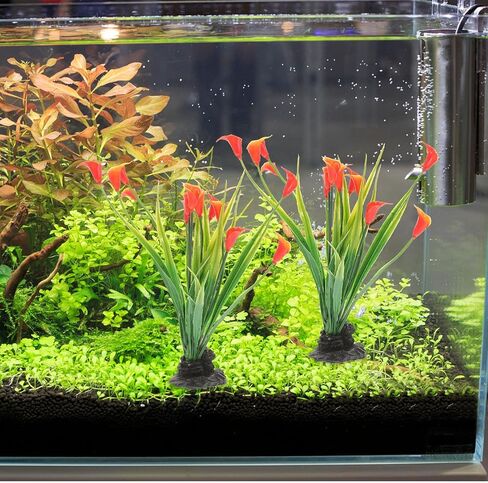 VANZACK 2pcs Aquarium Landscaping Plants Plastic Aquarium Flower Decoration Compact Fake Plant Small Aquarium Decor Reptiles Tank Plants Desktop Accessories Cold Cuts Fish Tank in Kuwait