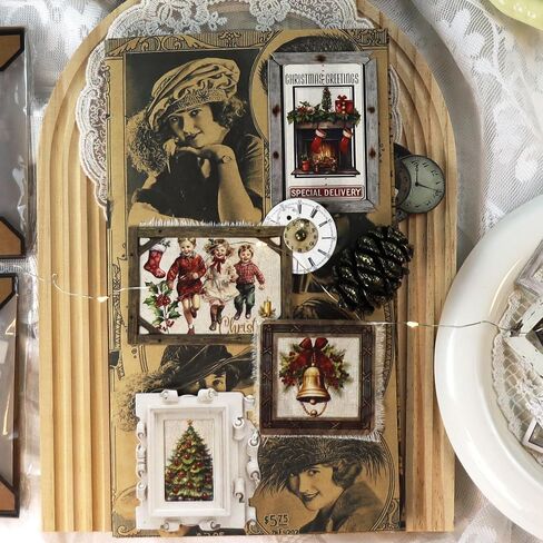Vintage Junk Journal Items Kit Pre Cut Paper Cards Cutout Cardstock Art Aesthetic Decor Hollow Out Craft Elements Small Embellishments Supplies for Adults Scrapbook Pack (Characters) in Saudi Arabia