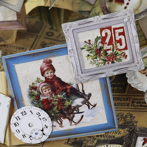 Vintage Junk Journal Items Kit Pre Cut Paper Cards Cutout Cardstock Art Aesthetic Decor Hollow Out Craft Elements Small Embellishments Supplies for Adults Scrapbook Pack (Characters) in Saudi Arabia